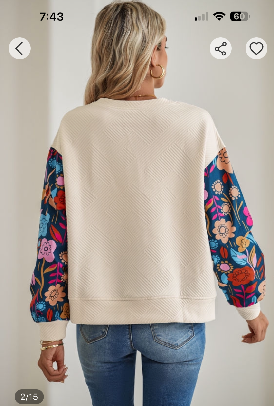 White Vintage Flower Sleeve Textured Top