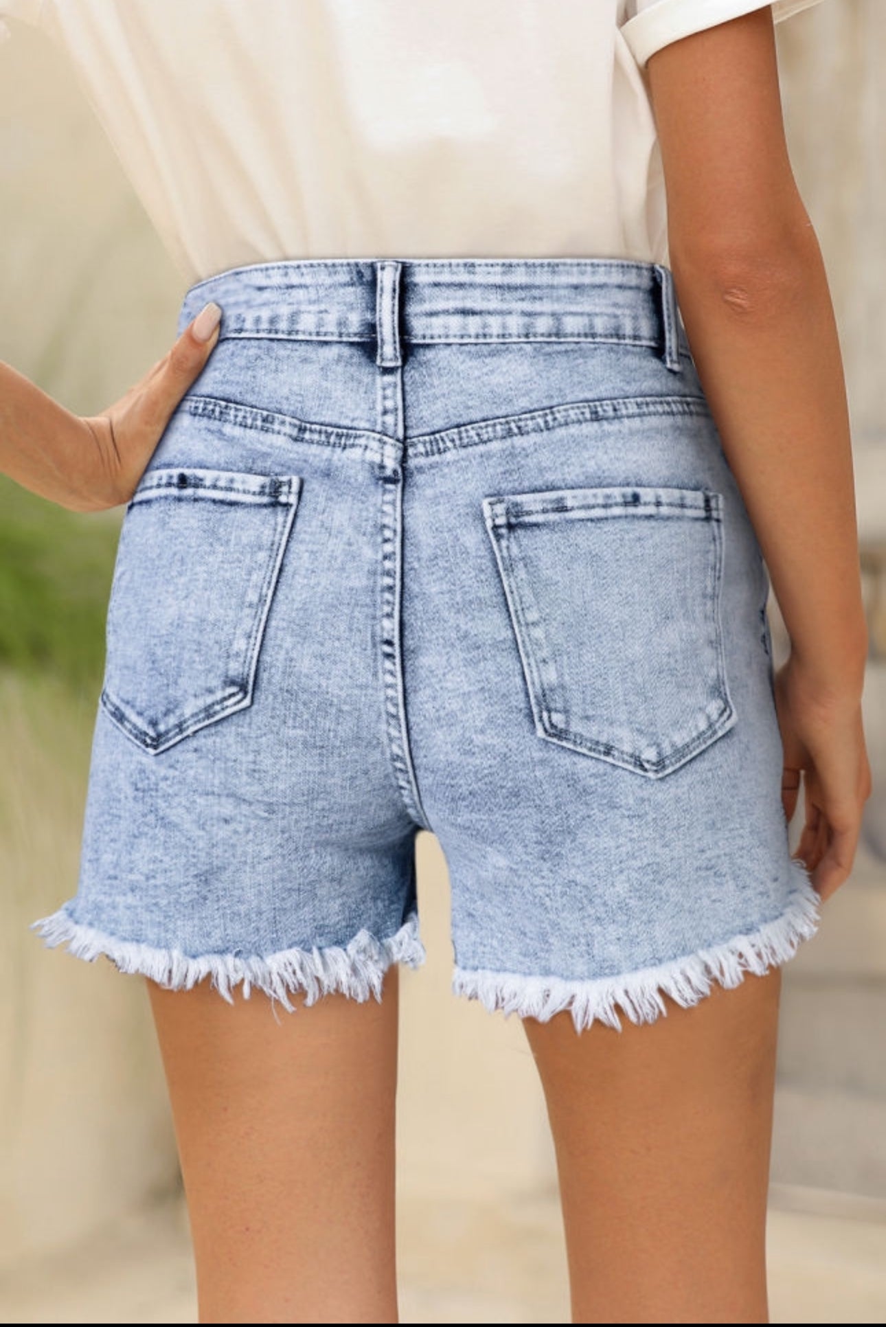 Acid Wash Criss-Cross Denim Short
