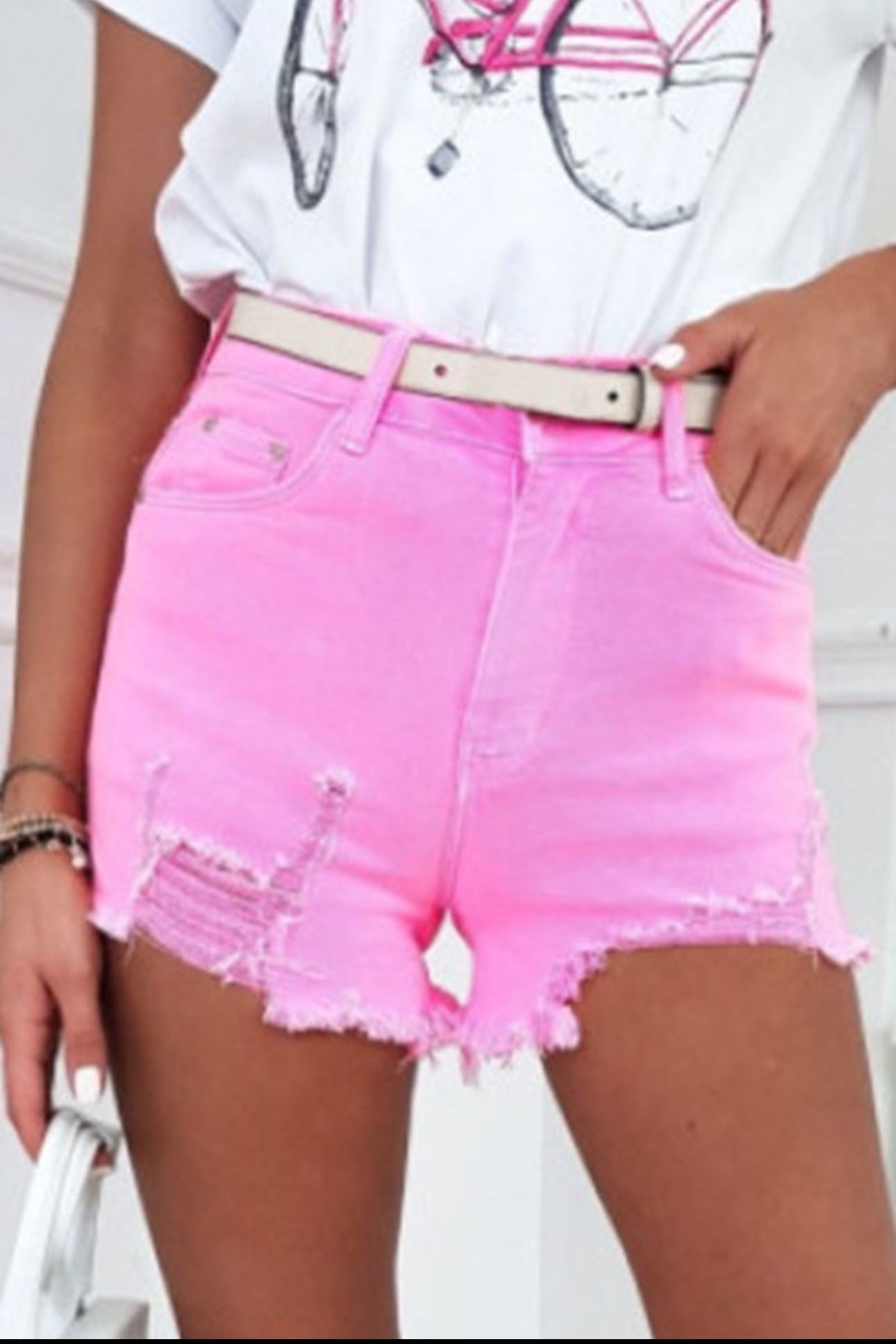 Pink Denim Shorts