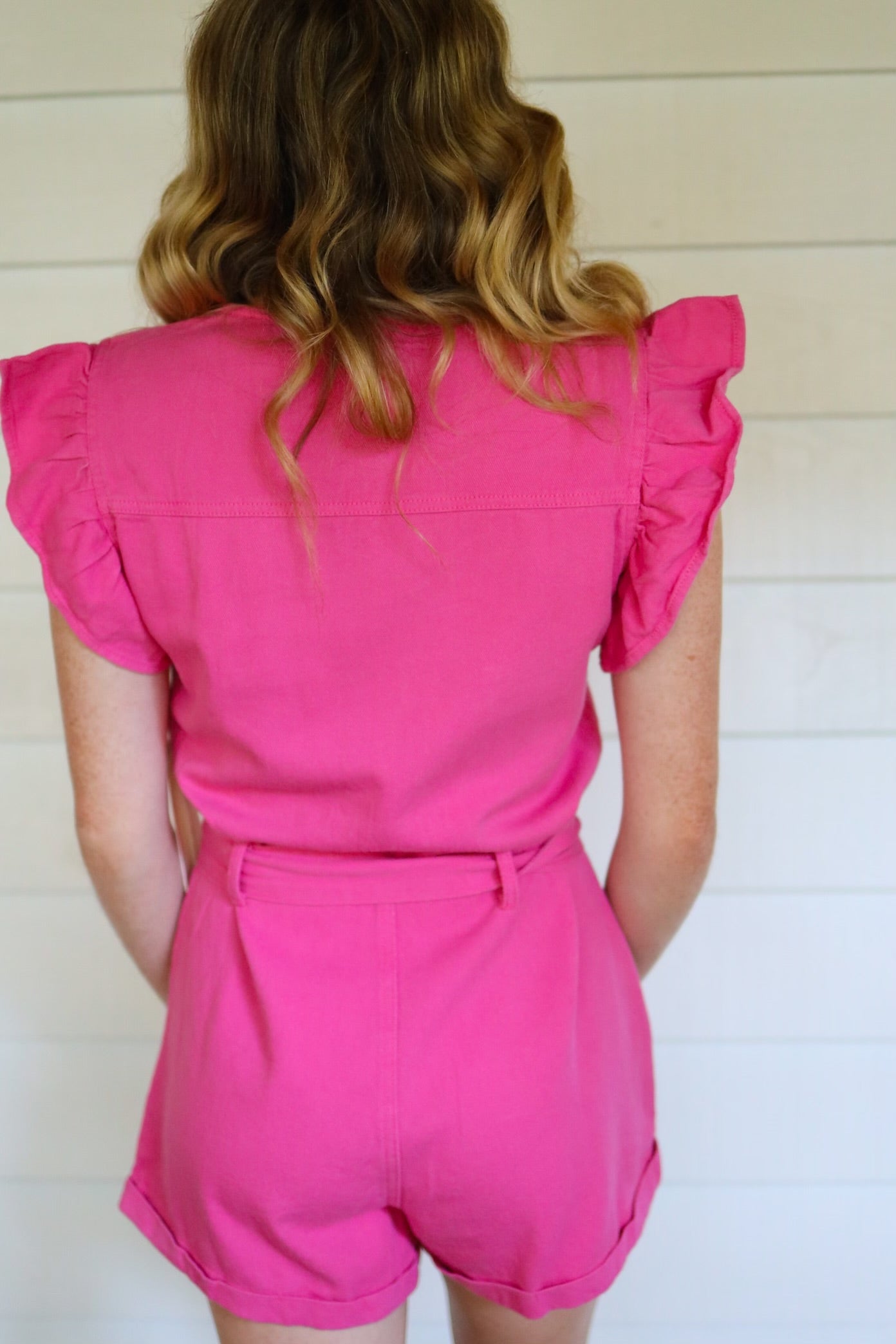Pink Denim Romper