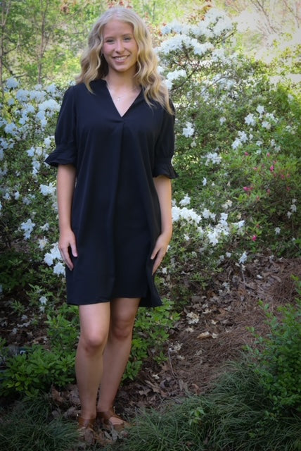 Black Tunic V-Neck Dress