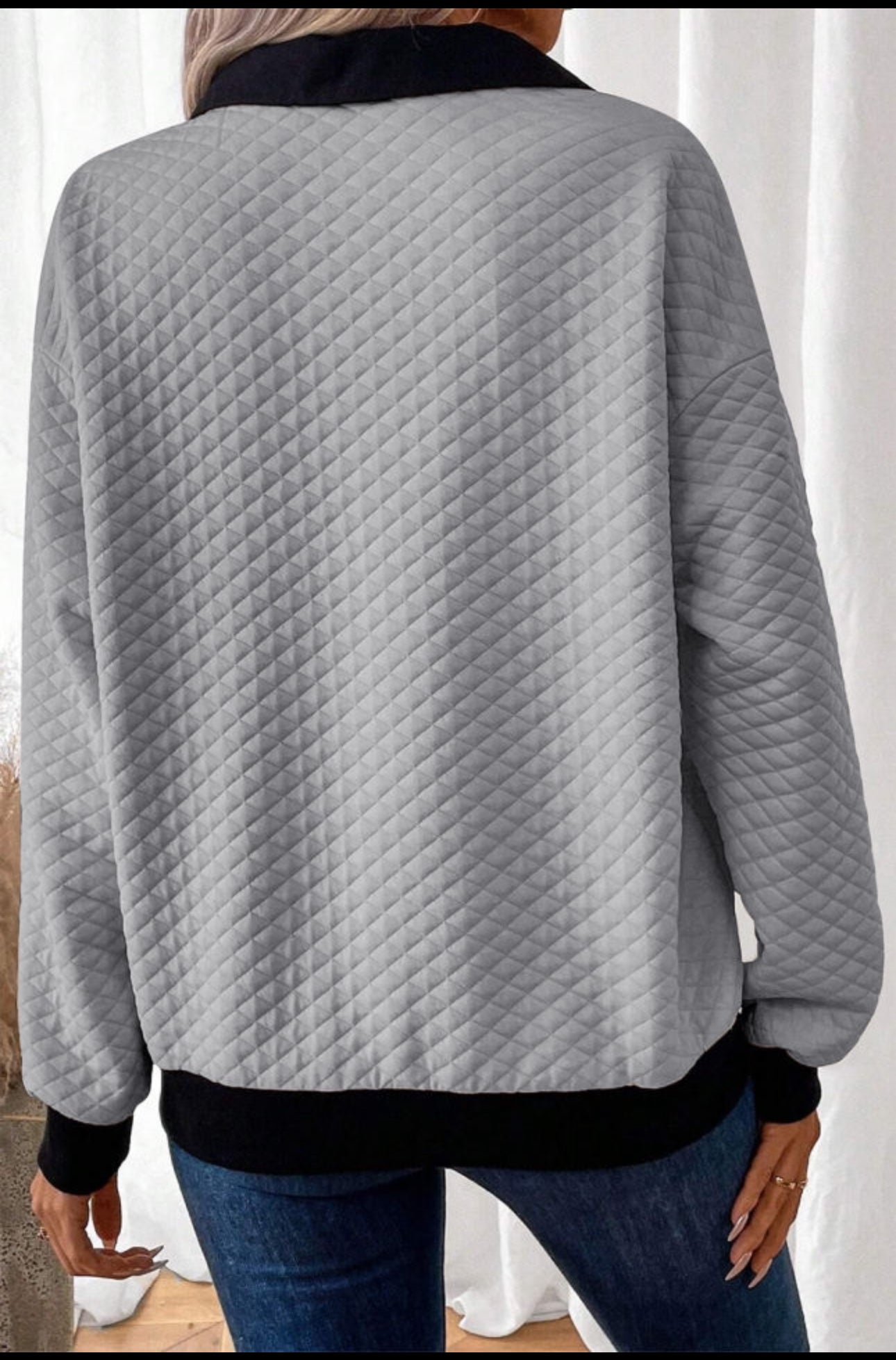 Light Grey Quilted Pullover