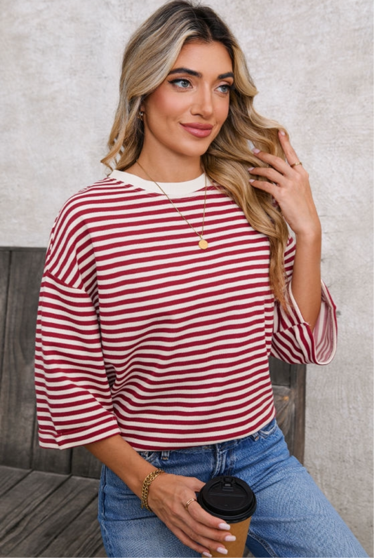 Red/White Stripe Tie Back Shirt