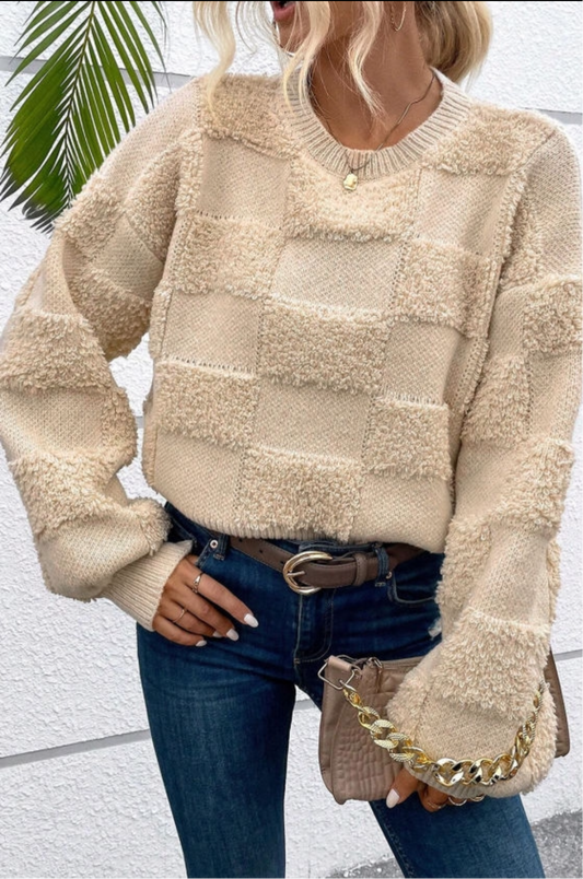 Parchment Checkered Sweater