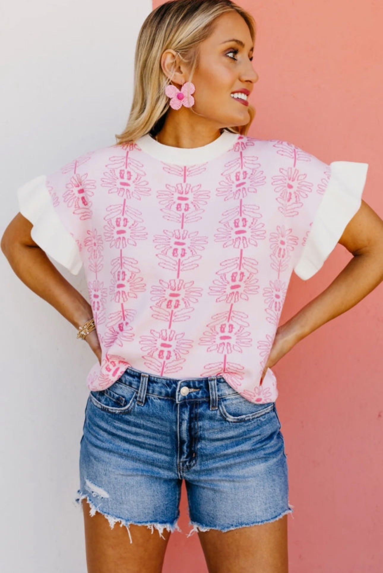 Bubble Gum Pink Bell Sleeve Top