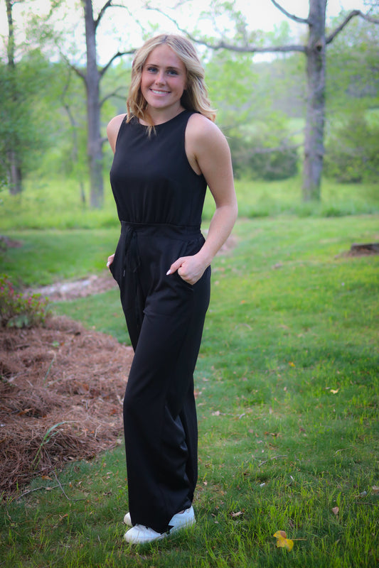 Black Sleeveless Wide Leg Jumpsuit