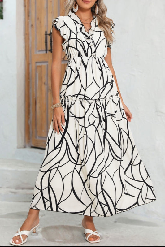 White&Black Abstract Maxi