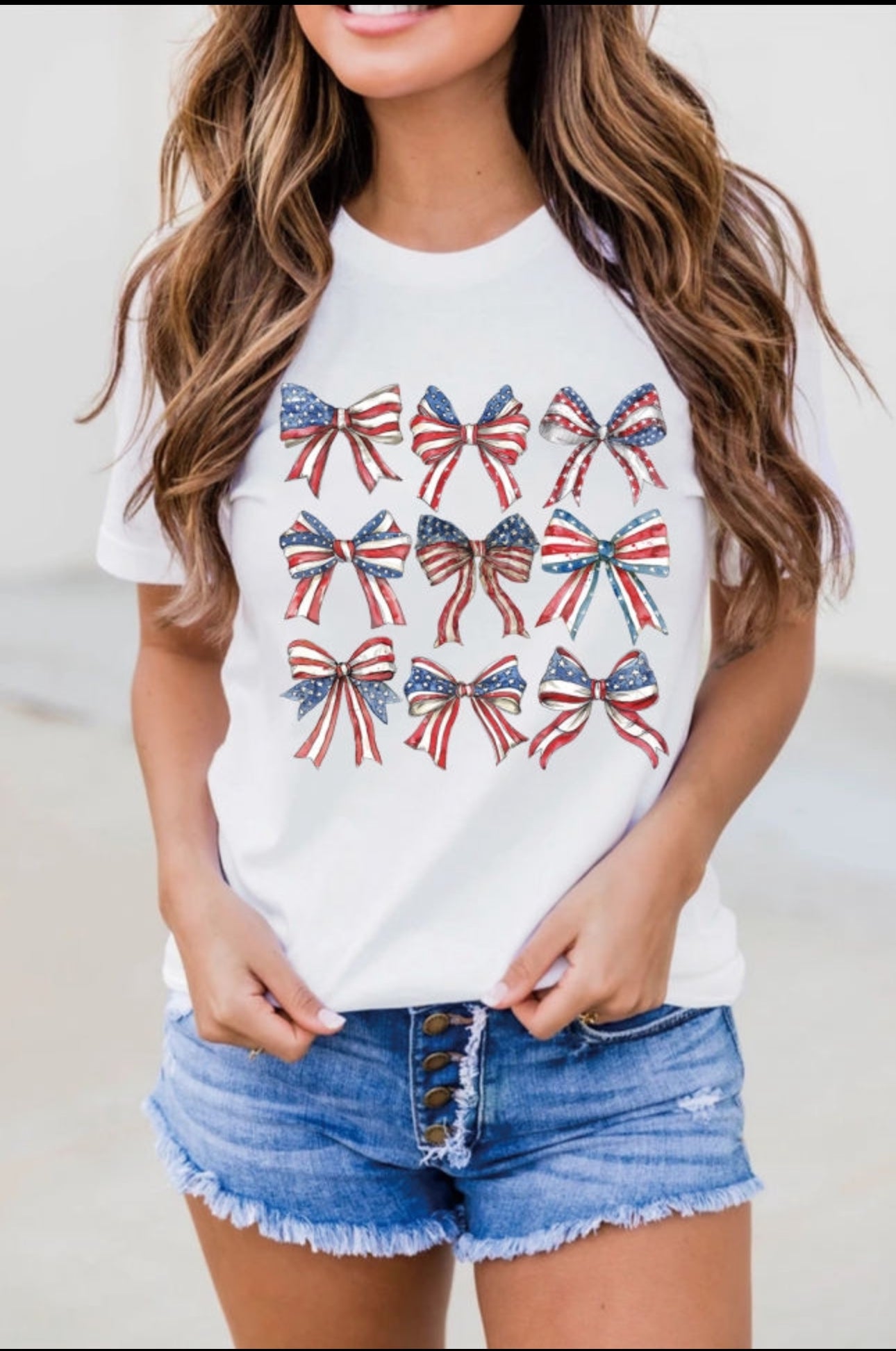 White American Flag Bow T-Shirt