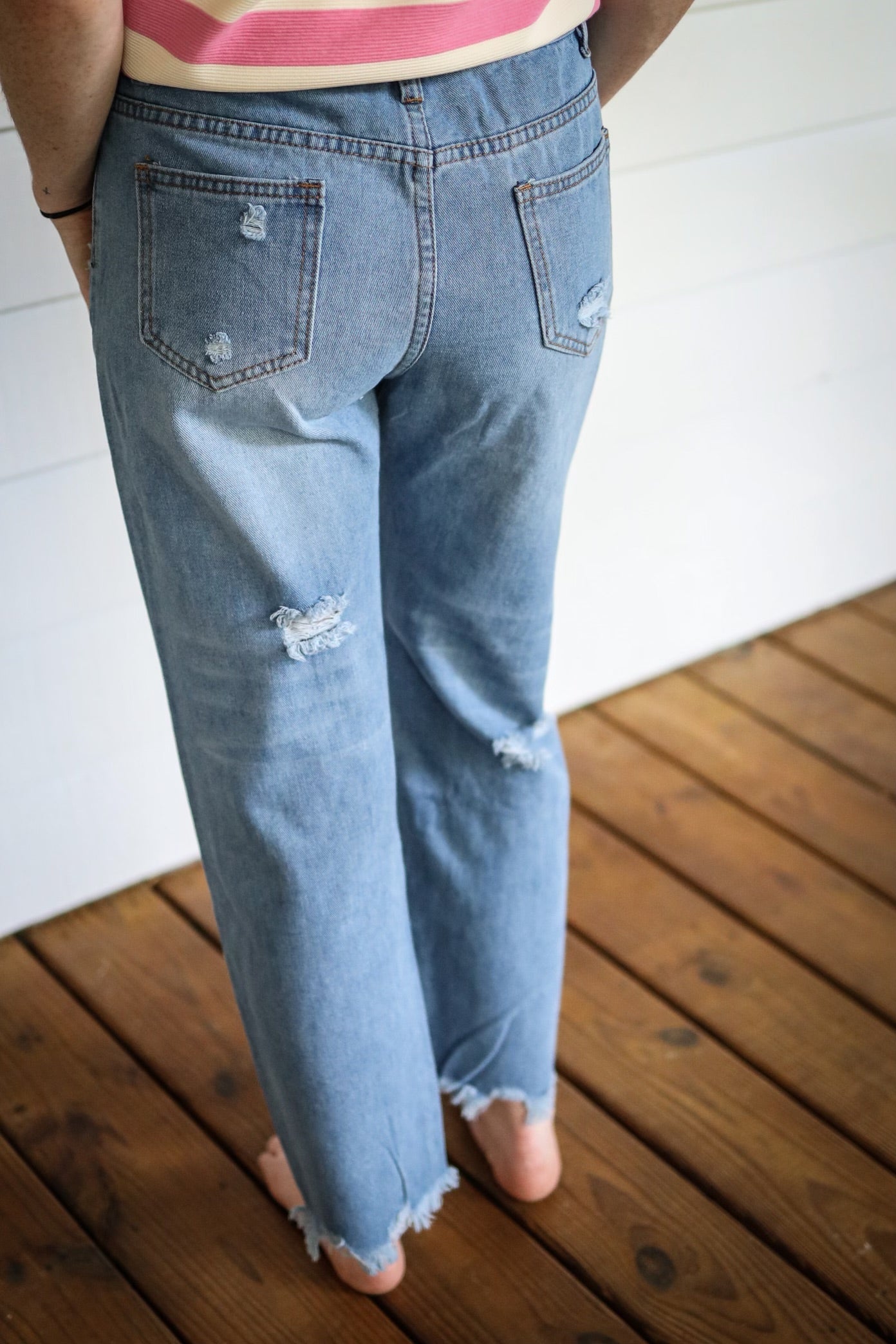 Distressed Straight Jeans