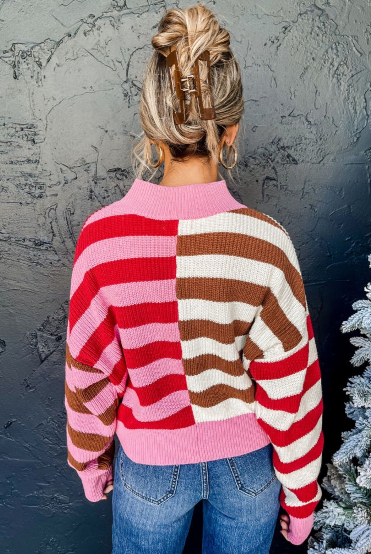 Rosey Red Striped Sweater