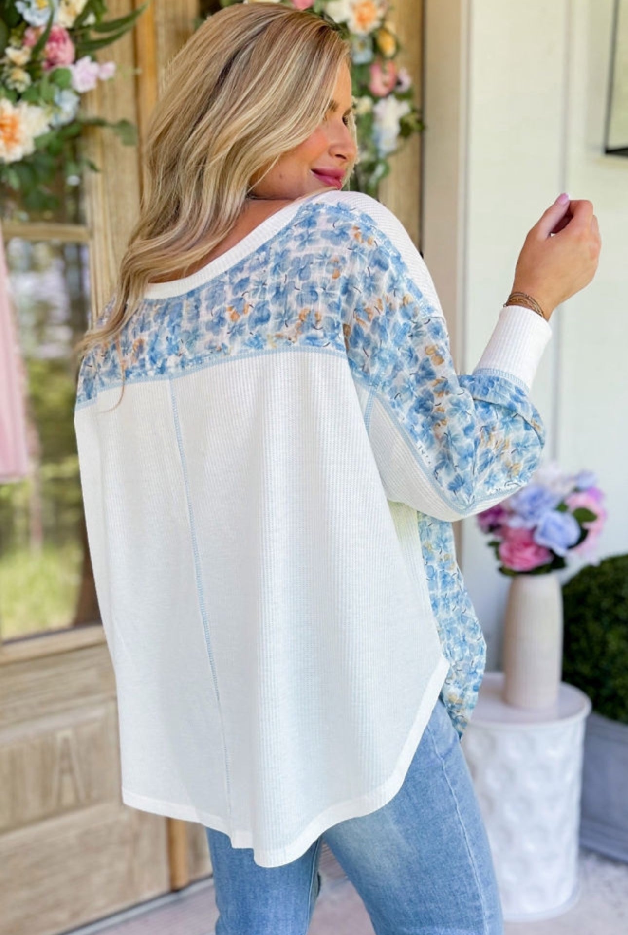 White&Blue Patchwork Tunic