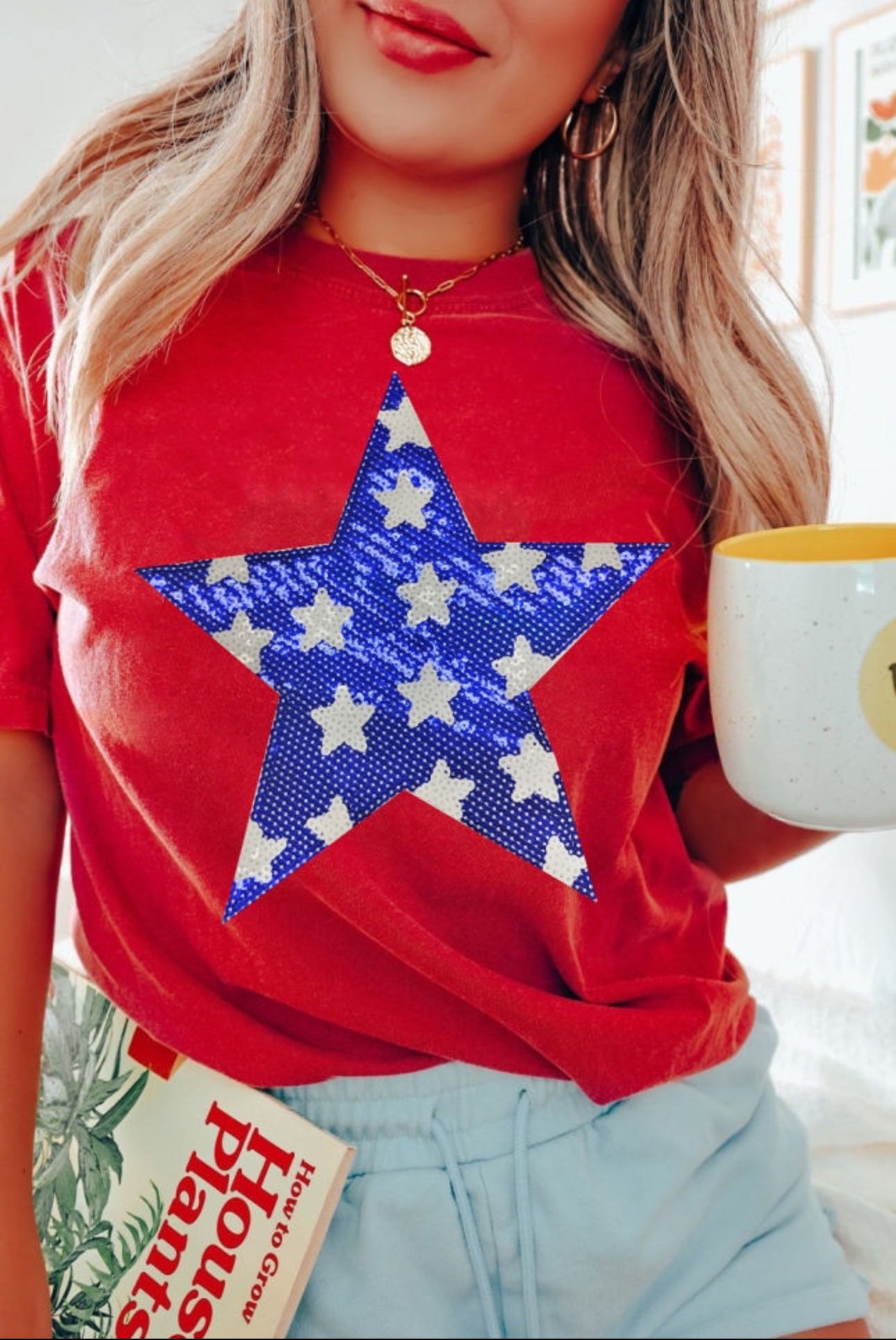 Red Sequin American Flag T-Shirt