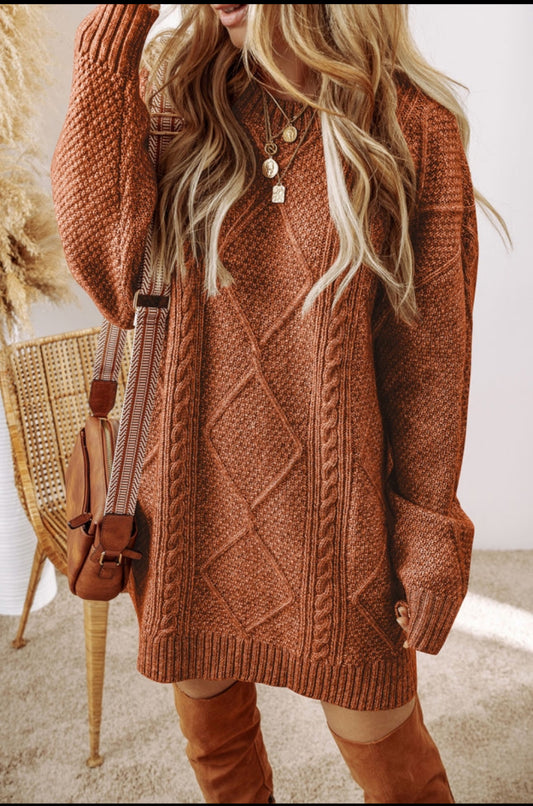 Coffee Sweater Dress