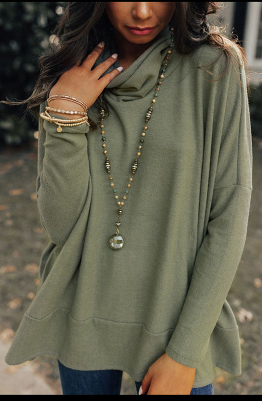 Olive Cowl Neck Tunic