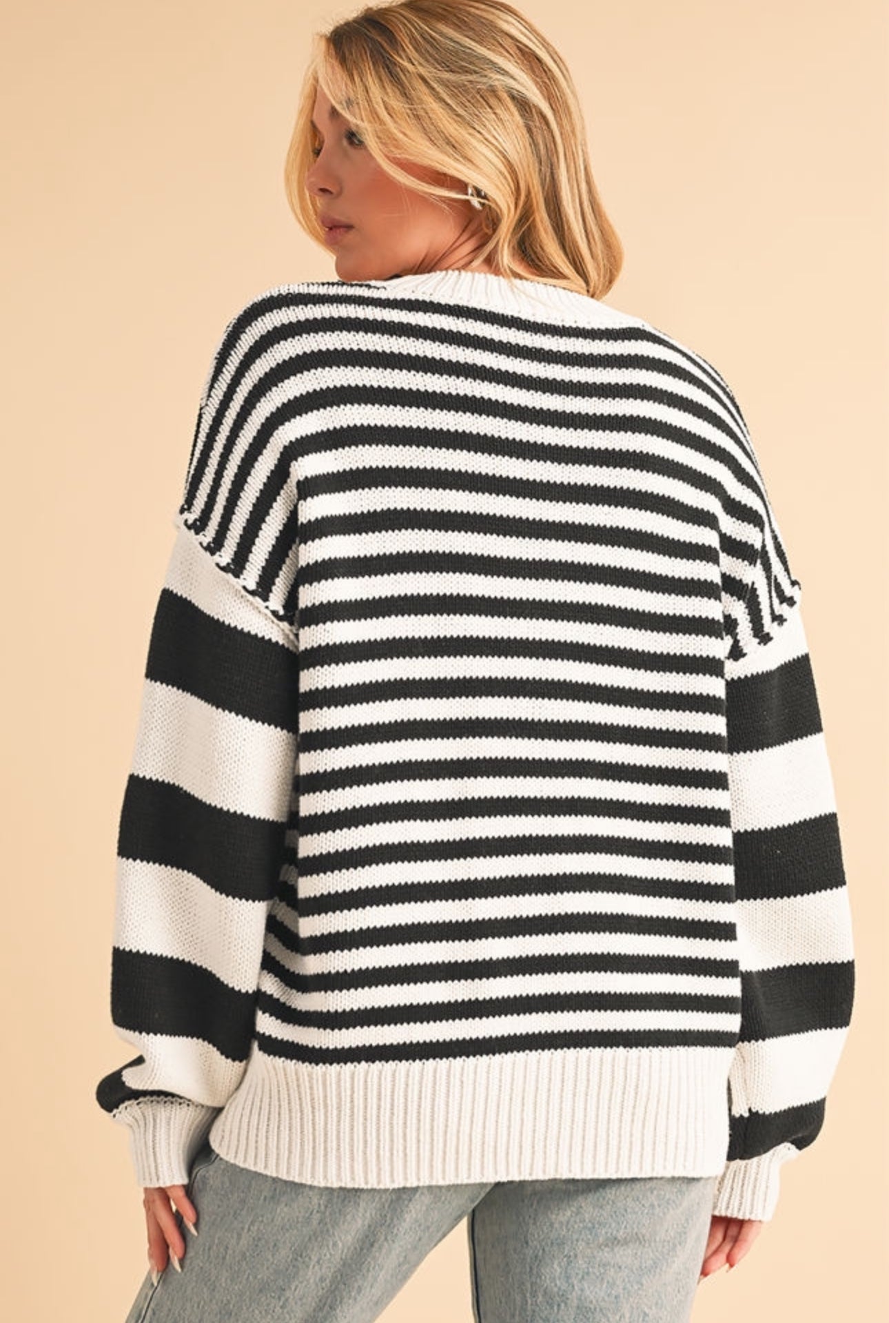 B&W Drop Sleeve Sweater