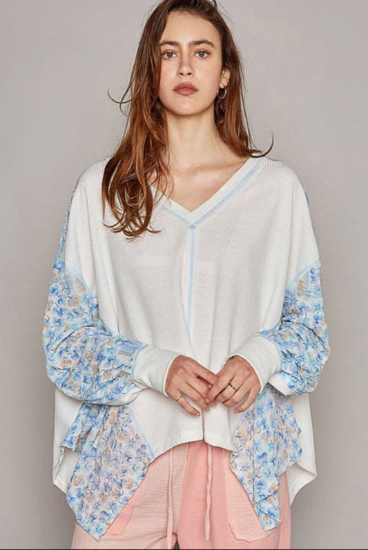 White&Blue Patchwork Tunic