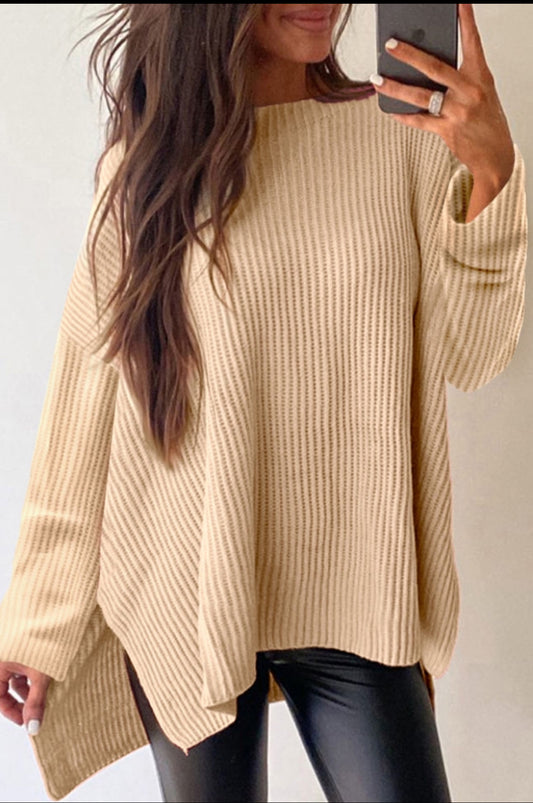 Apricot Side Slit Sweater