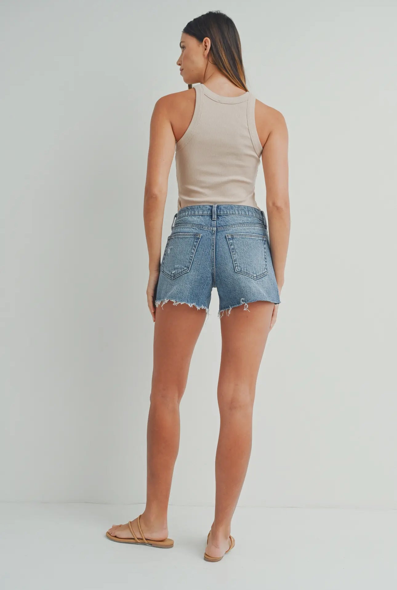 Gracie Slight Distress Denim Short